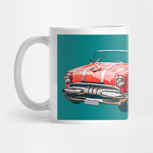 Sixties Era Red Car On Teal Vintage Auto Style Wheels Mug